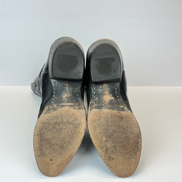 Mens Boots Size 9D Black Western Cowboy Boots with Embroidered Design - Picture 5 of 9